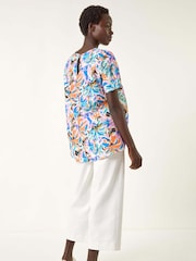 Roman Blue Abstract Print Tunic Top - Image 3 of 5