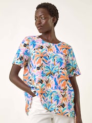 Roman Blue Abstract Print Tunic Top - Image 4 of 5