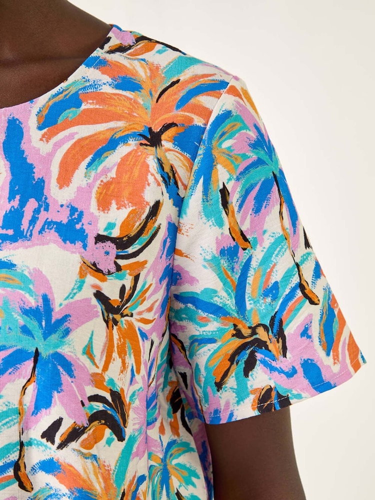Roman Blue Abstract Print Tunic Top - Image 5 of 5