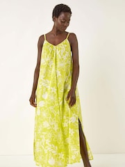 Verde - Maxi dress com alças e estampa floral romana - Imagem 2 de 5
