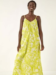 Verde - Maxi dress com alças e estampa floral romana - Imagem 4 de 5