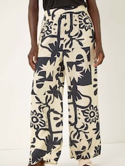 Roman Natural Contrast Print Wide Leg Palazzo Trousers - Image 4 of 5