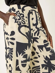 Roman Natural Contrast Print Wide Leg Palazzo Trousers - Image 5 of 5