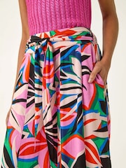Roman Pink Abstract Print Pocket Palazzo Wide Leg Trousers - Image 5 of 5