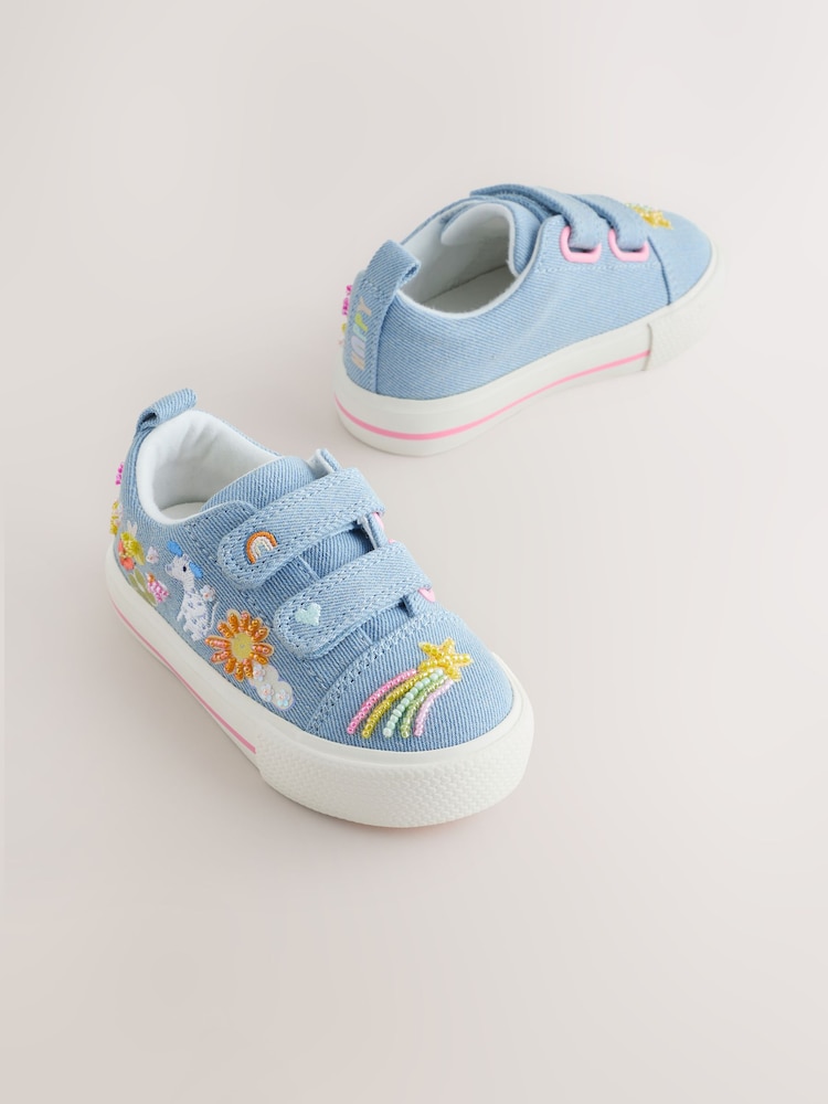 Blue Denim Standard Fit (F) Chunky Trainers With Touch Fastening - Image 1 of 5