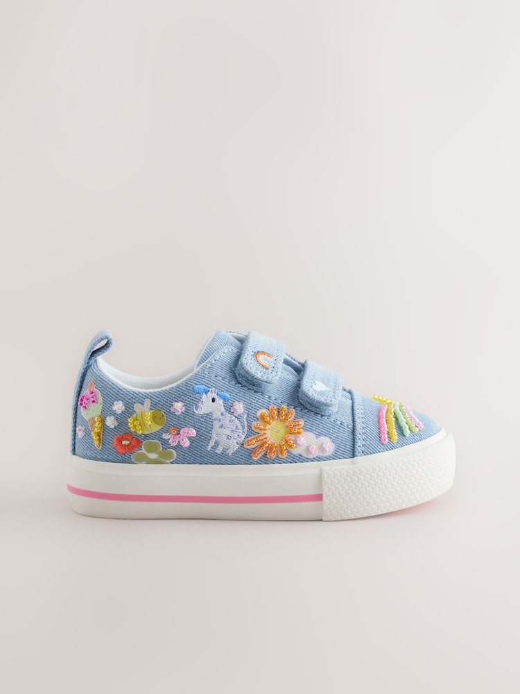 Blue Denim Standard Fit (F) Chunky Trainers With Touch Fastening - Image 2 of 5