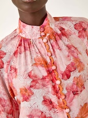 Roman Orange Floral Print Button Detail Blouse - Image 5 of 5