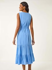 Azul - Vestido Midi com decote em V e bordado Roman - Imagem 3 de 5
