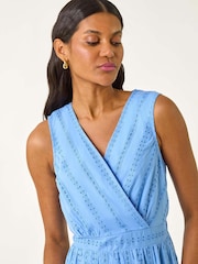 Azul - Vestido Midi com decote em V e bordado Roman - Imagem 4 de 5