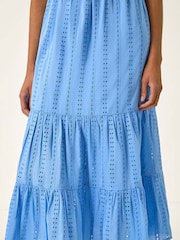 Azul - Vestido Midi com decote em V e bordado Roman - Imagem 5 de 5