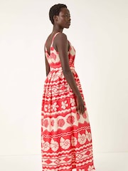 Roman Red Shell Print Strap Maxi Dress - Image 3 of 5