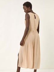 Natural - Vestido midi com corpete de crochê romano - Imagem 3 de 5