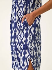 Roman Blue Print Linen Mix Shift Dress - Image 5 of 5