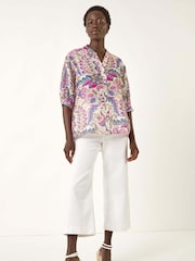 Roman Pink Floral Print V-Neck Blouse - Image 2 of 5