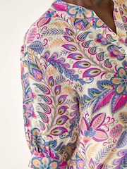 Roman Pink Floral Print V-Neck Blouse - Image 5 of 5