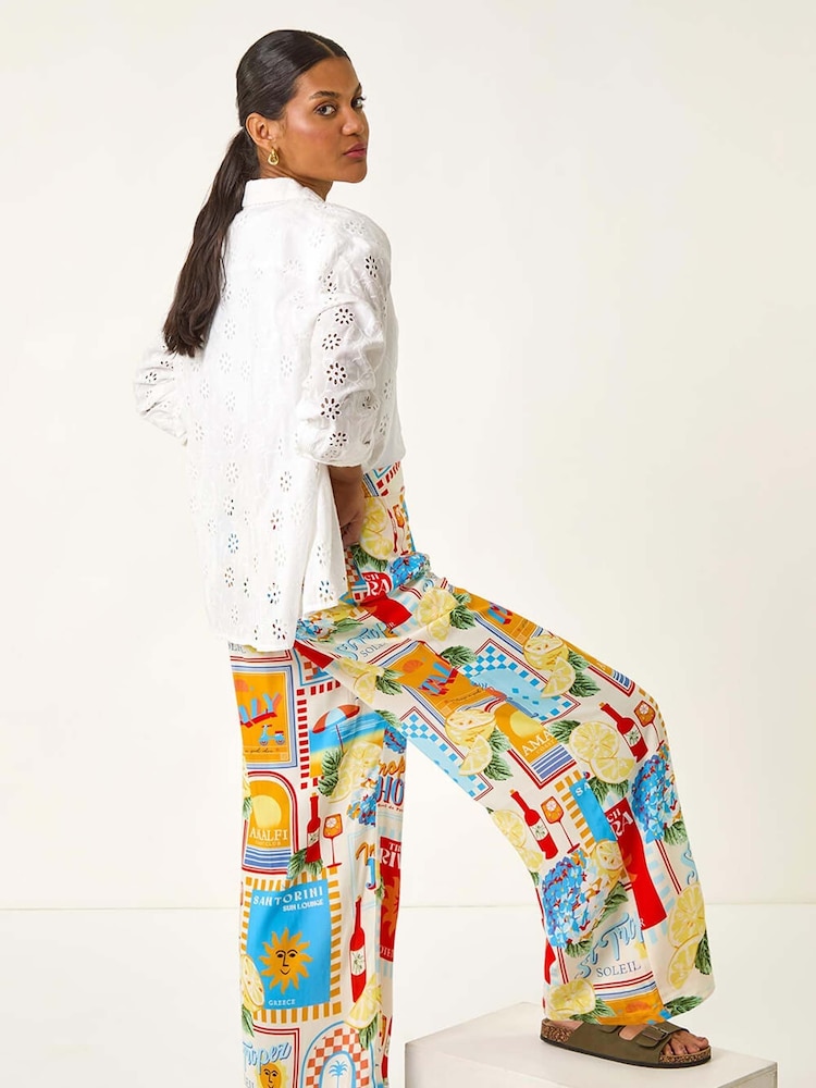 Roman Multi Sunshine Print Wide Leg Palazzo Trousers - Image 1 of 5