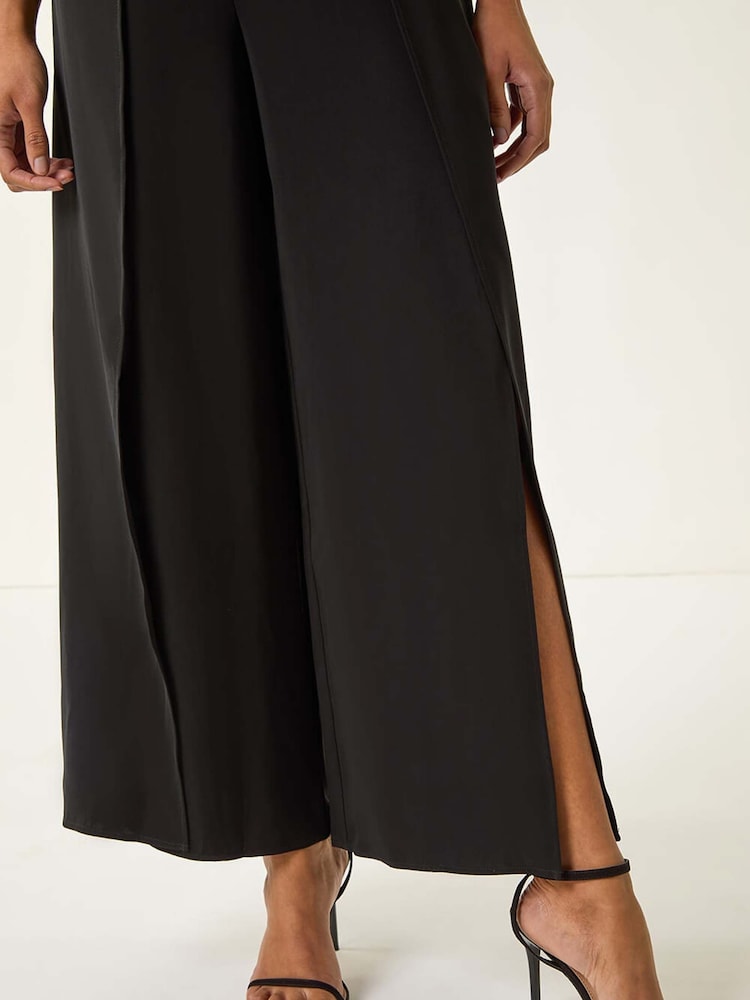 Roman Black Pleated Bardot Jumpsuit - Image 5 of 5 Roman Black Pleated Bardot Jumpsuit - Image 5 of 5