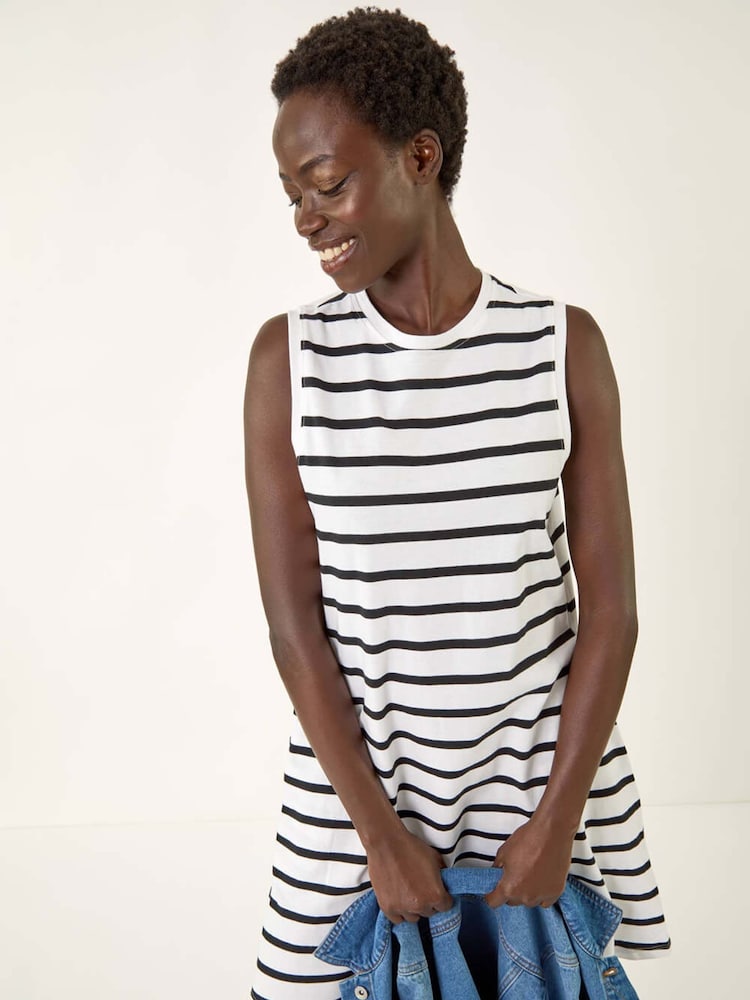 Roman Black Stripe Jersey A-Line Dress - Image 1 of 5
