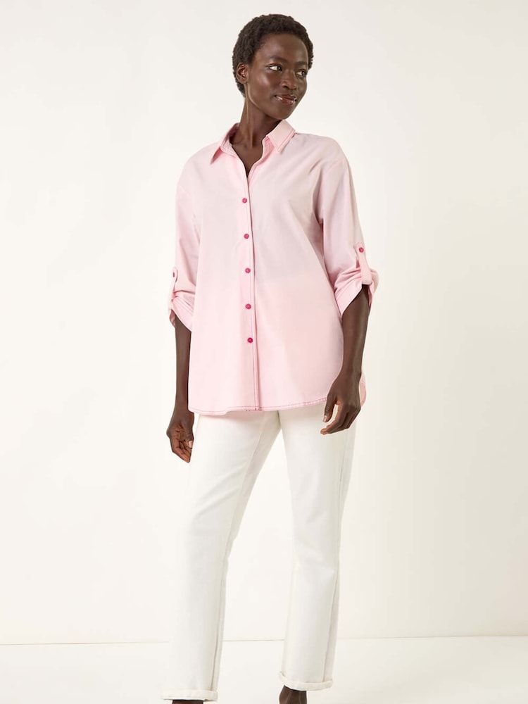 Roman Pink Contrast Button Detail Shirt - Image 2 of 5