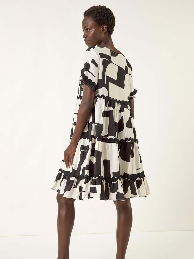 Roman Black Ric Rac Print Smock Dress - Image 3 of 5