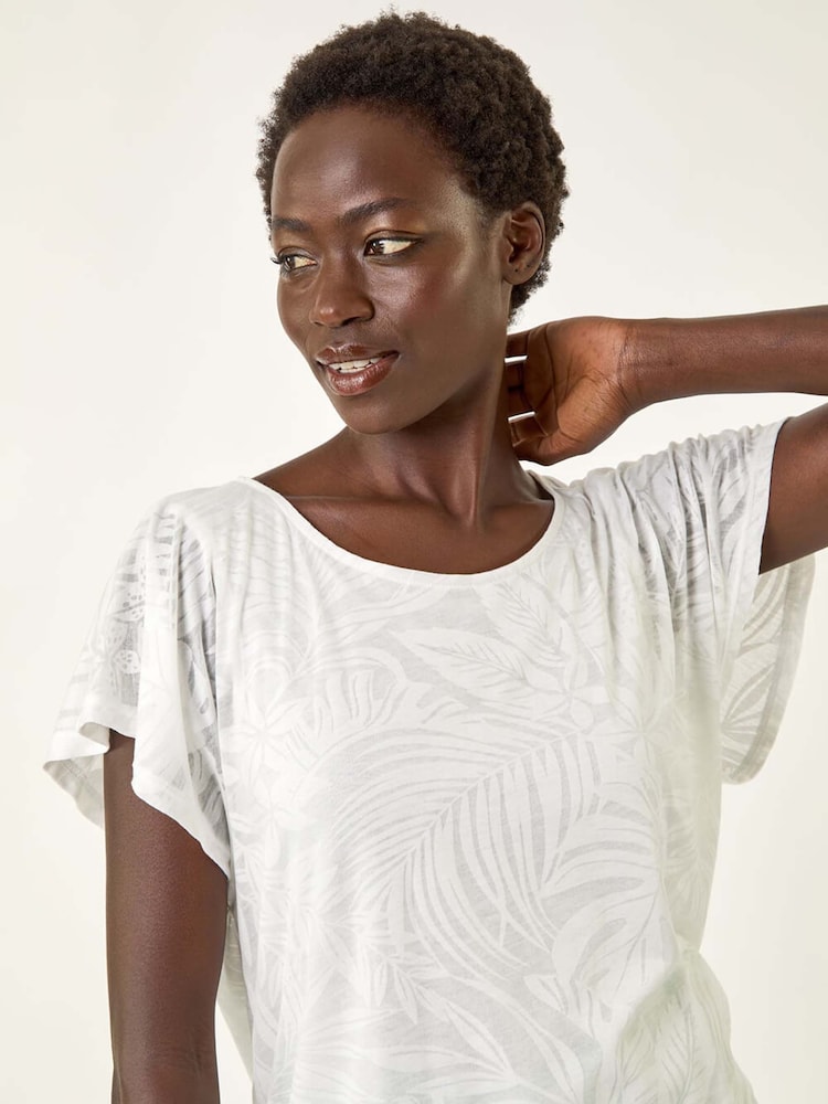 Branco - Blusa Roman Burnout com bainha bolha - Imagem 1 de 5