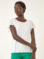 Branco - Blusa Roman Burnout com bainha bolha - Imagem 4 de 5