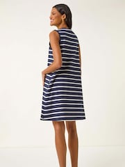 Roman Blue Stripe Jersey A-Line Dress - Image 2 of 5