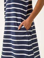 Roman Blue Stripe Jersey A-Line Dress - Image 5 of 5