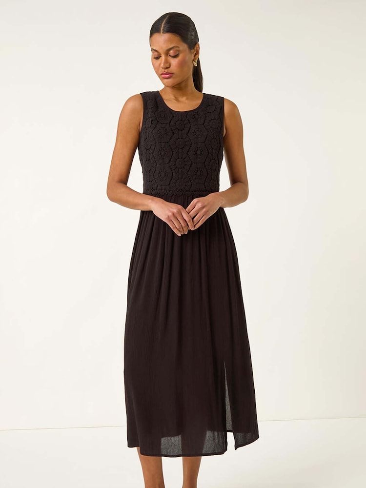 Roman Crochet Bodice Midi Dress - Imagem 2 de 5