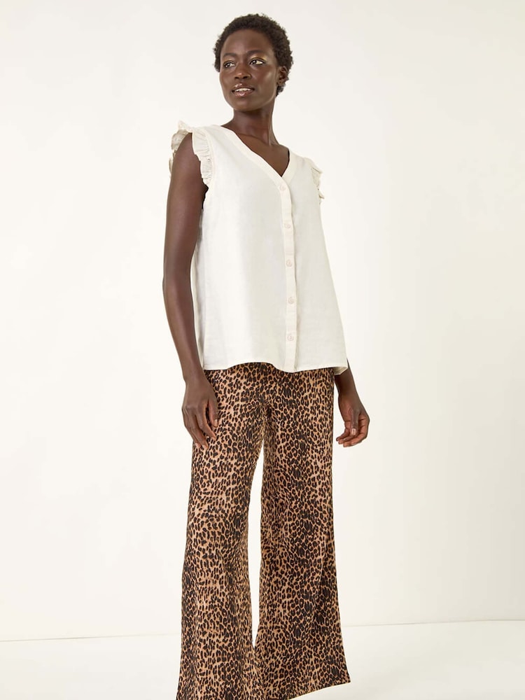 Roman White Linen Frill Sleeve Vest - Image 2 of 5