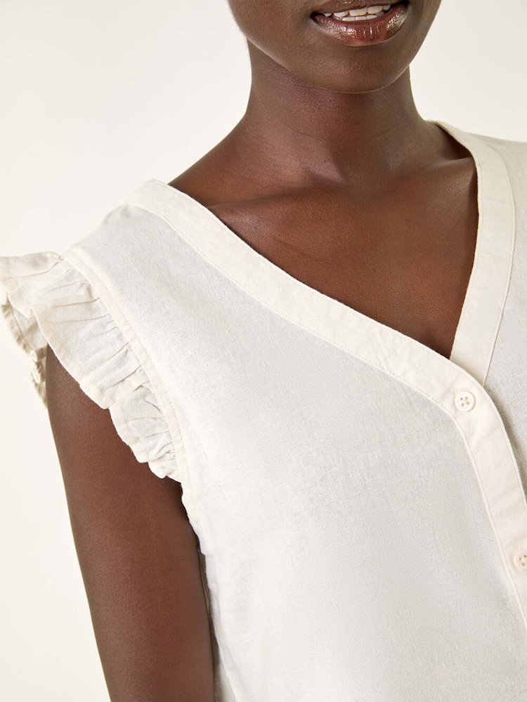 Roman White Linen Frill Sleeve Vest - Image 5 of 5