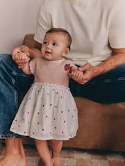 Pink Strawberry Crochet Baby Knitted Twofer Dress (0mths-2yrs) - Image 1 of 4