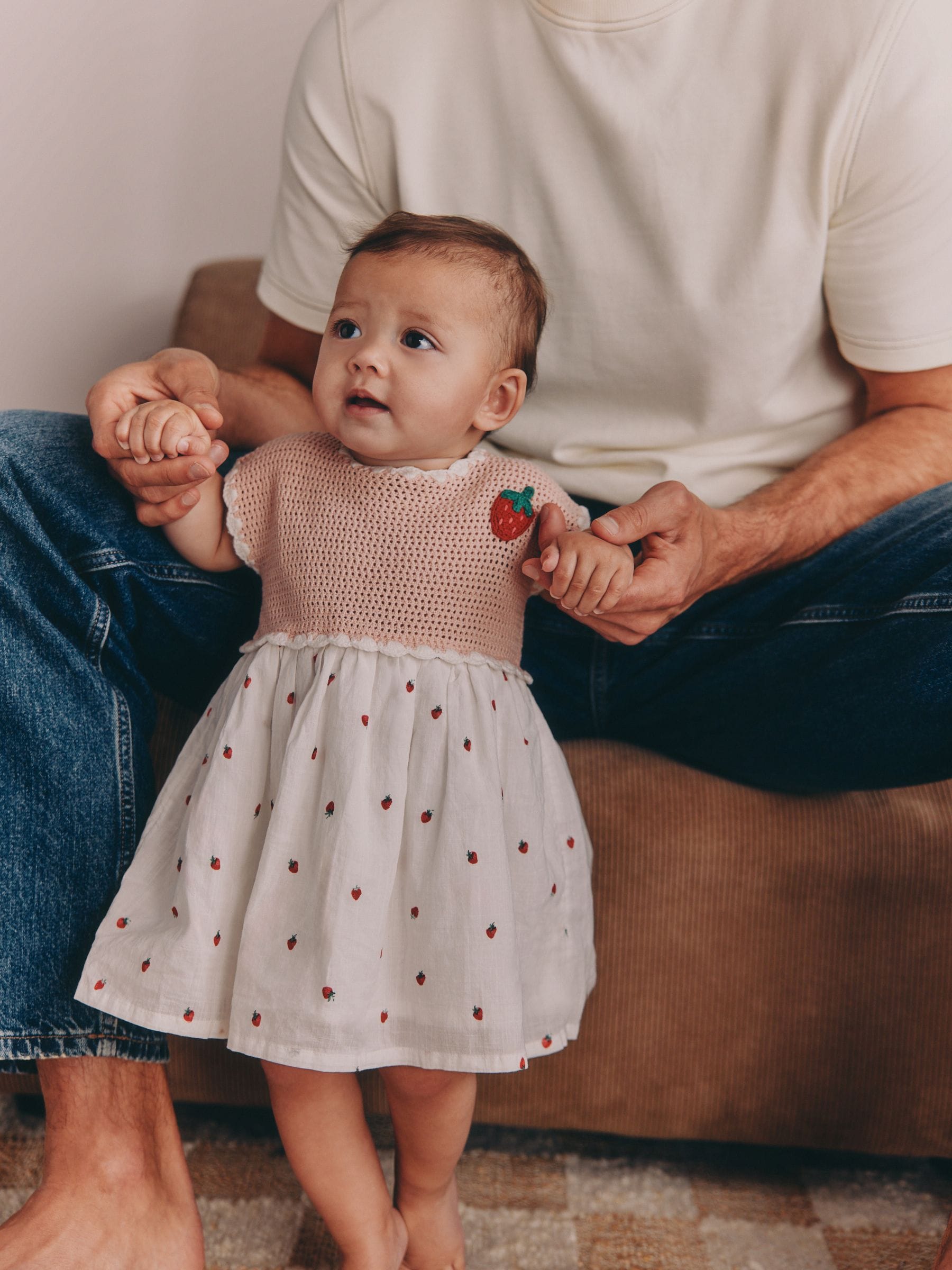 Buy Pink Strawberry Crochet Baby Knitted Twofer Dress (0mths-2yrs