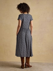 Joules Nia Navy Short Sleeve Jersey Midi Dress - Image 2 of 8