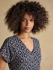 Joules Nia Navy Short Sleeve Jersey Midi Dress - Image 3 of 8