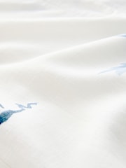 Ecru/Navy Palm Print Linen Blend Wide Leg Trousers - Image 8 of 8