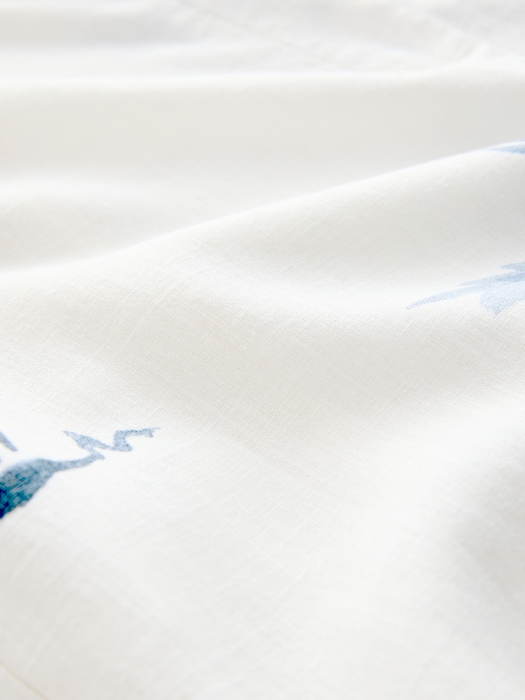 Ecru/Navy Palm Print Linen Blend Wide Leg Trousers - Image 8 of 8