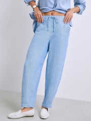 Chambray Blue - Suruali za Miguu za Pipa la Blend wa Kitani - Picha 4 kati ya 9