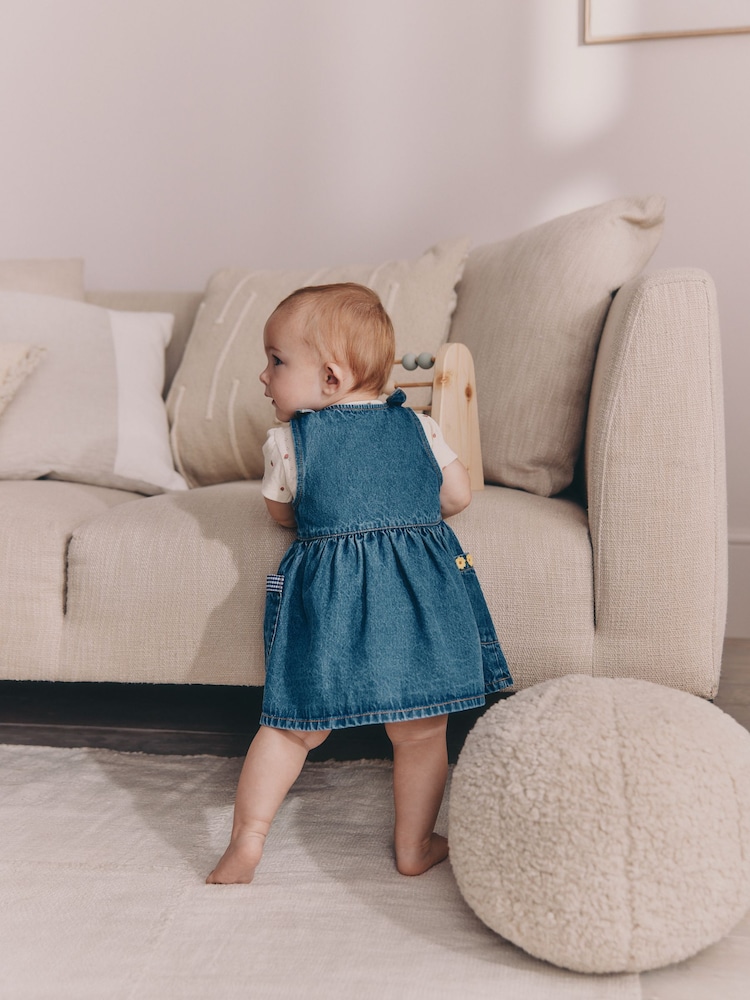 Denim Pinafore Baby Short Sleeve Bodysuit 2 Piece Set (0mths-2yrs) - Image 2 of 5