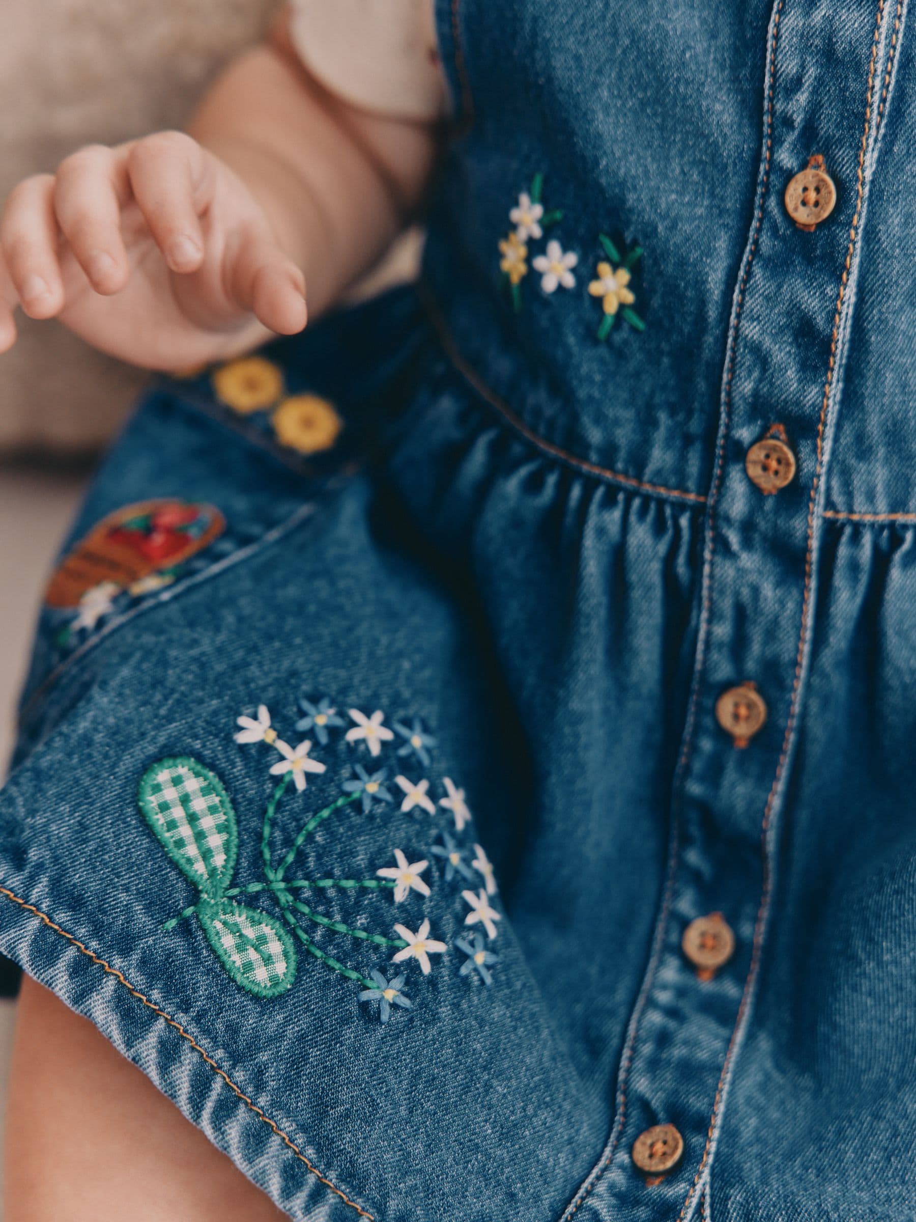 Buy Denim Pinafore Baby Short Sleeve Bodysuit 2 Piece Set (0mths