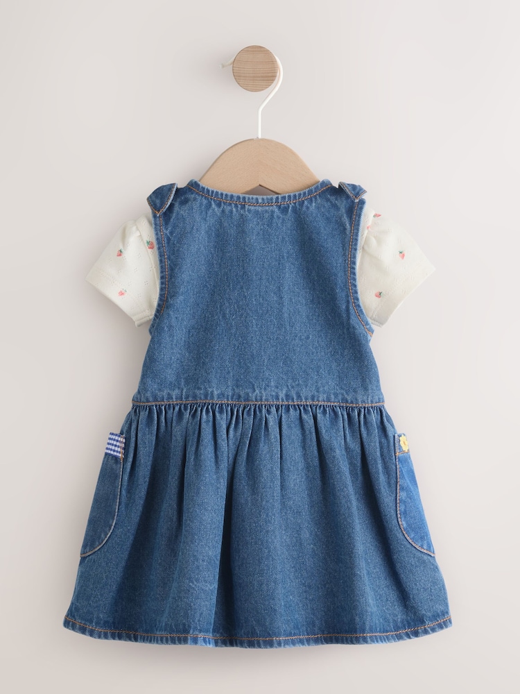 hi low denim dress Supima Pleated Denim Dress With Sculpted Bodice main image 1