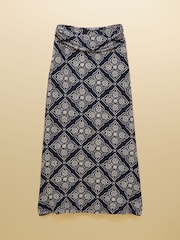 Joules Nia Navy Floral Jersey Midi Skirt - Image 6 of 6