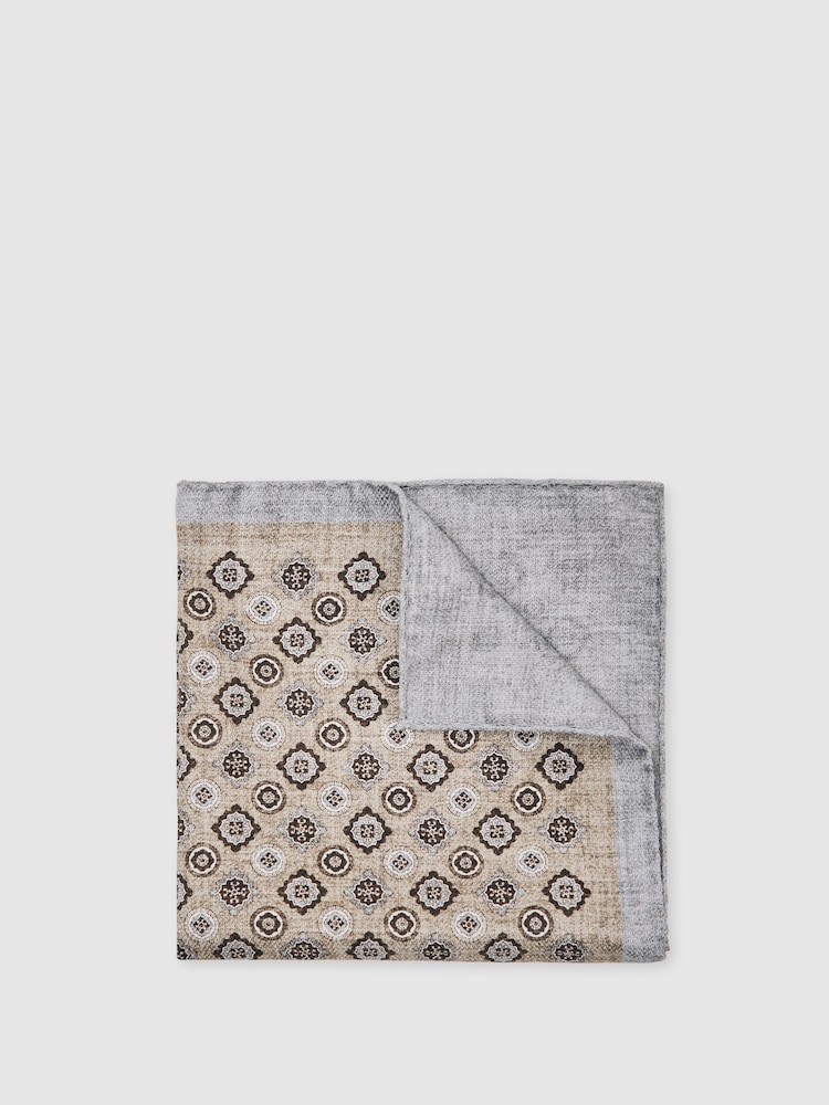 Reiss Oatmeal Melange Costanzo Pocket Square - Image 1 of 3 Reiss Oatmeal Melange Costanzo Pocket Square - Image 1 of 3