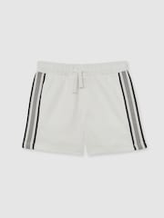 Reiss White Terry Side-Stripe Textured Shorts - Image 1 of 4