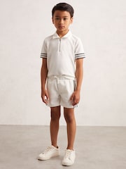 Reiss White Terry Side-Stripe Textured Shorts - Image 2 of 4