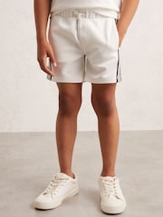 Reiss White Terry Side-Stripe Textured Shorts - Image 3 of 4