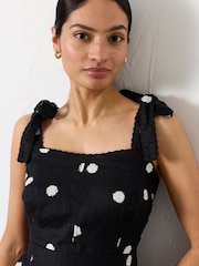 أسود منقط - فستان متوسط الطول من الكتان من FatFace - صورة 5 من 7