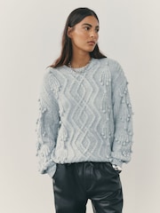 Nothing Ordinary Grey Knitted Bobble Jumper - Image 2 of 9