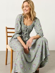 FatFace Camille Green Dot Floral Dress - Image 4 of 6