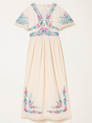 FatFace Lea Ivory Embroidered Midi Dress - Image 8 of 8